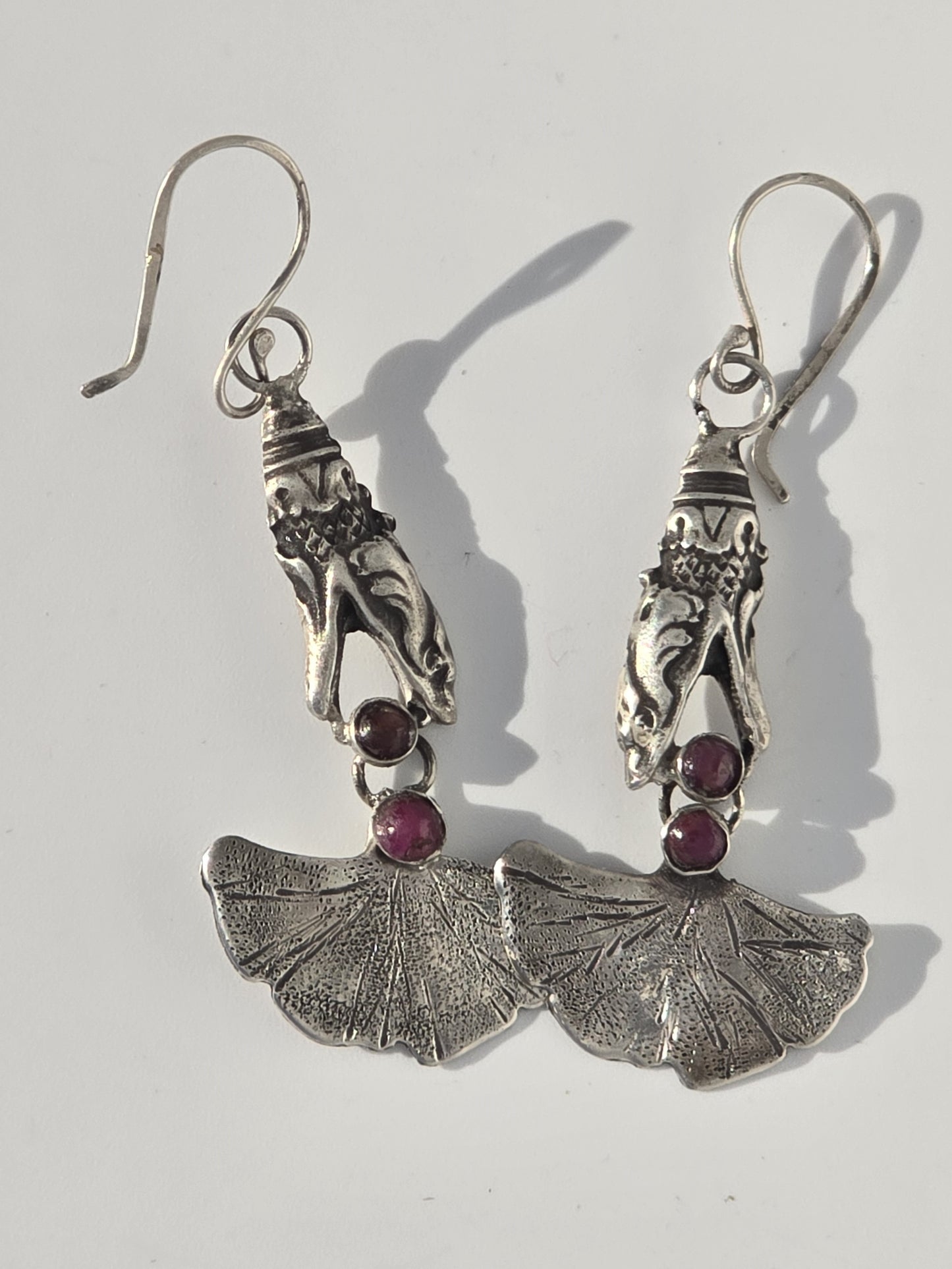 Ginko Snake with Rubies Earrings