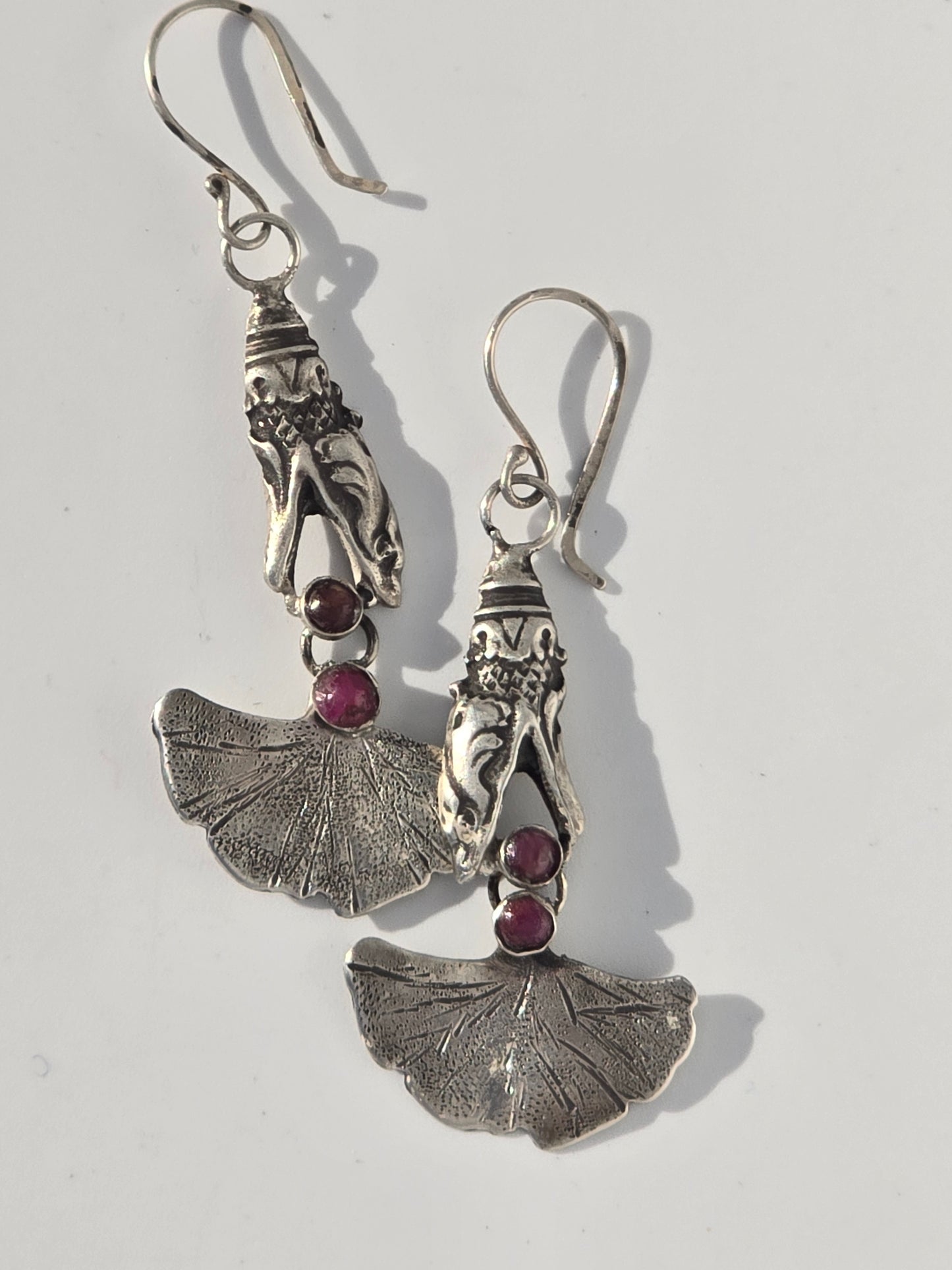 Ginko Snake with Rubies Earrings