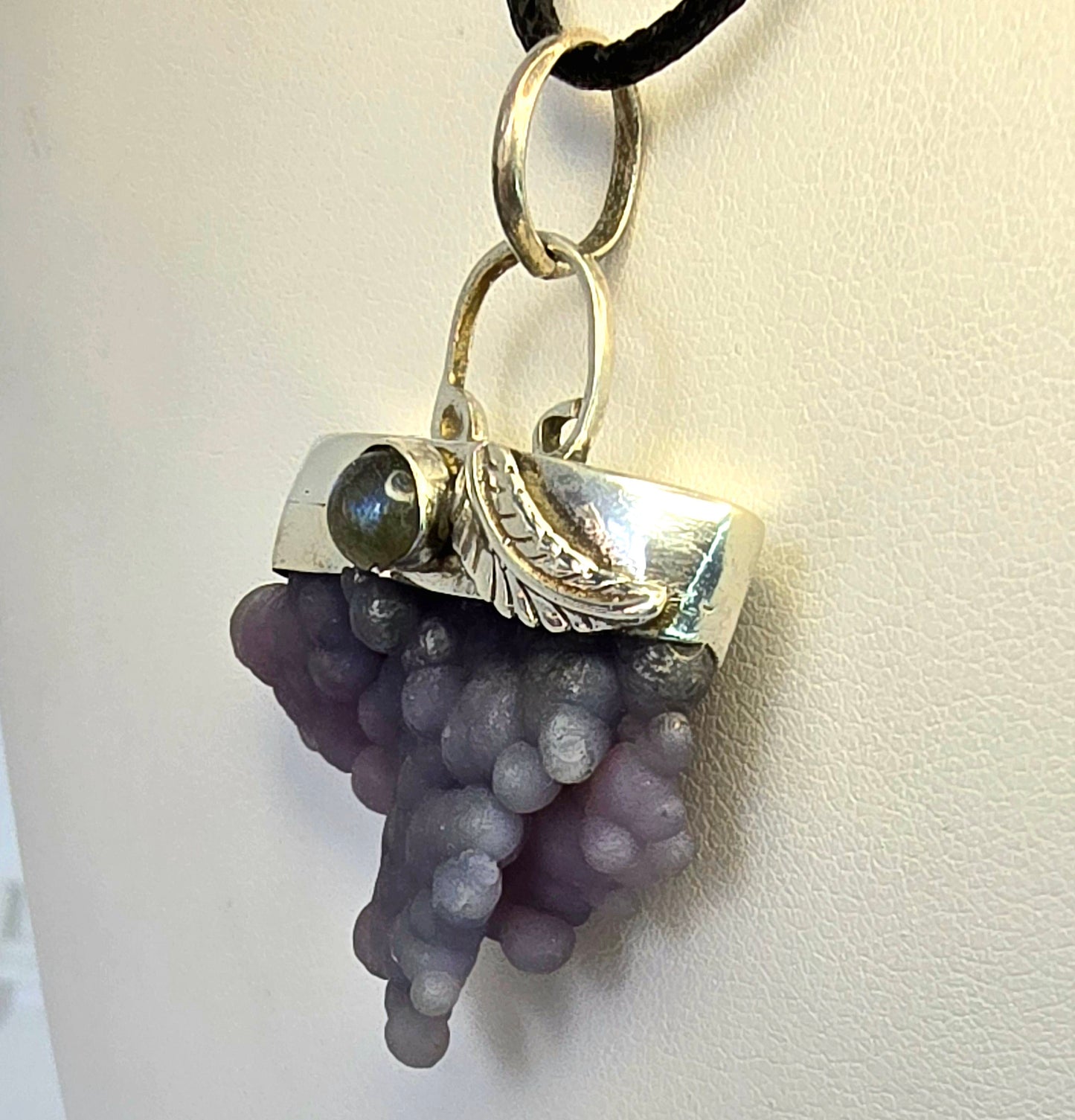 Grape Agate with Western Leaf Pendant