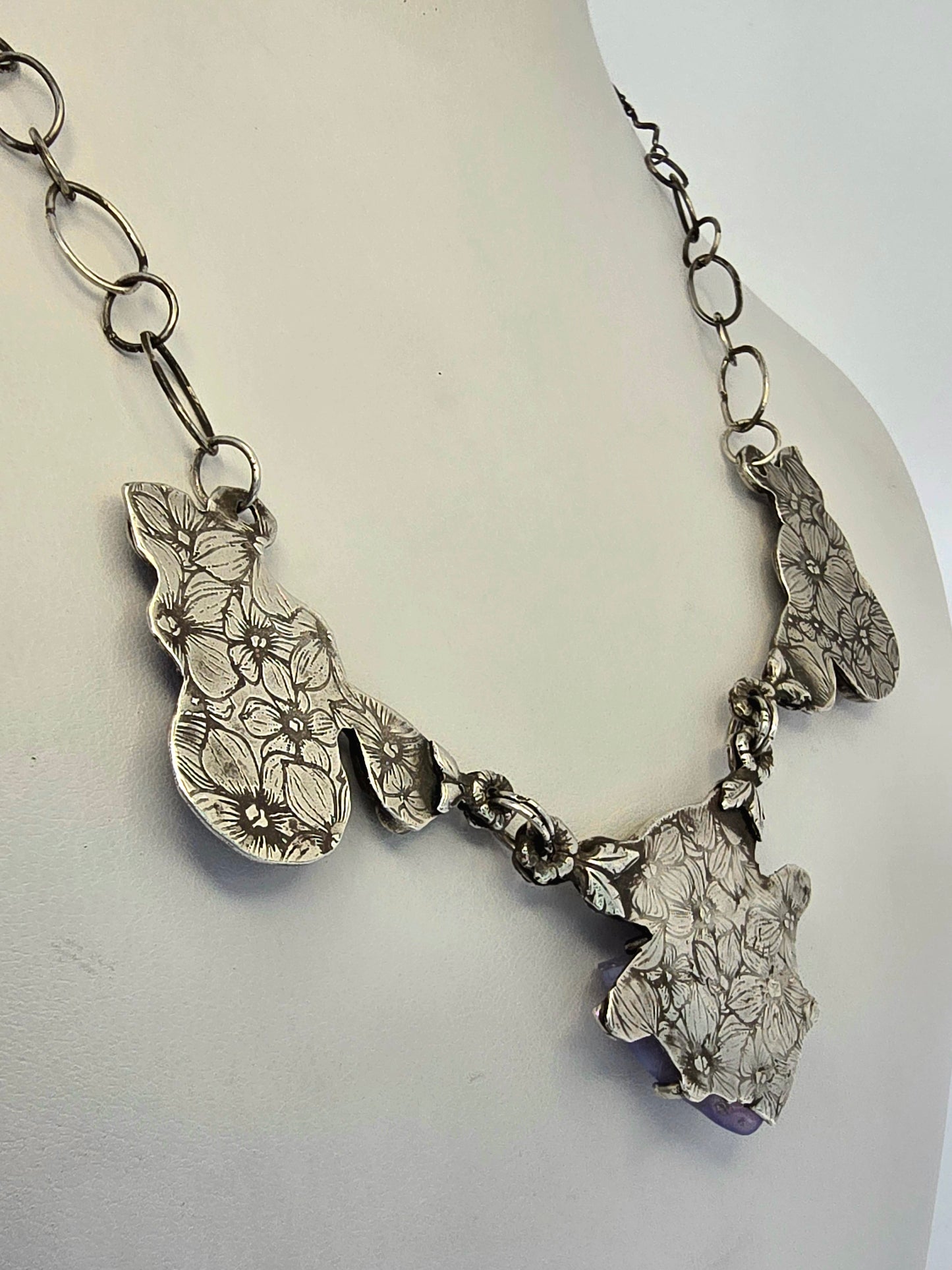 Holly Blue Agate and Moonstone Serpent Necklace with Opals