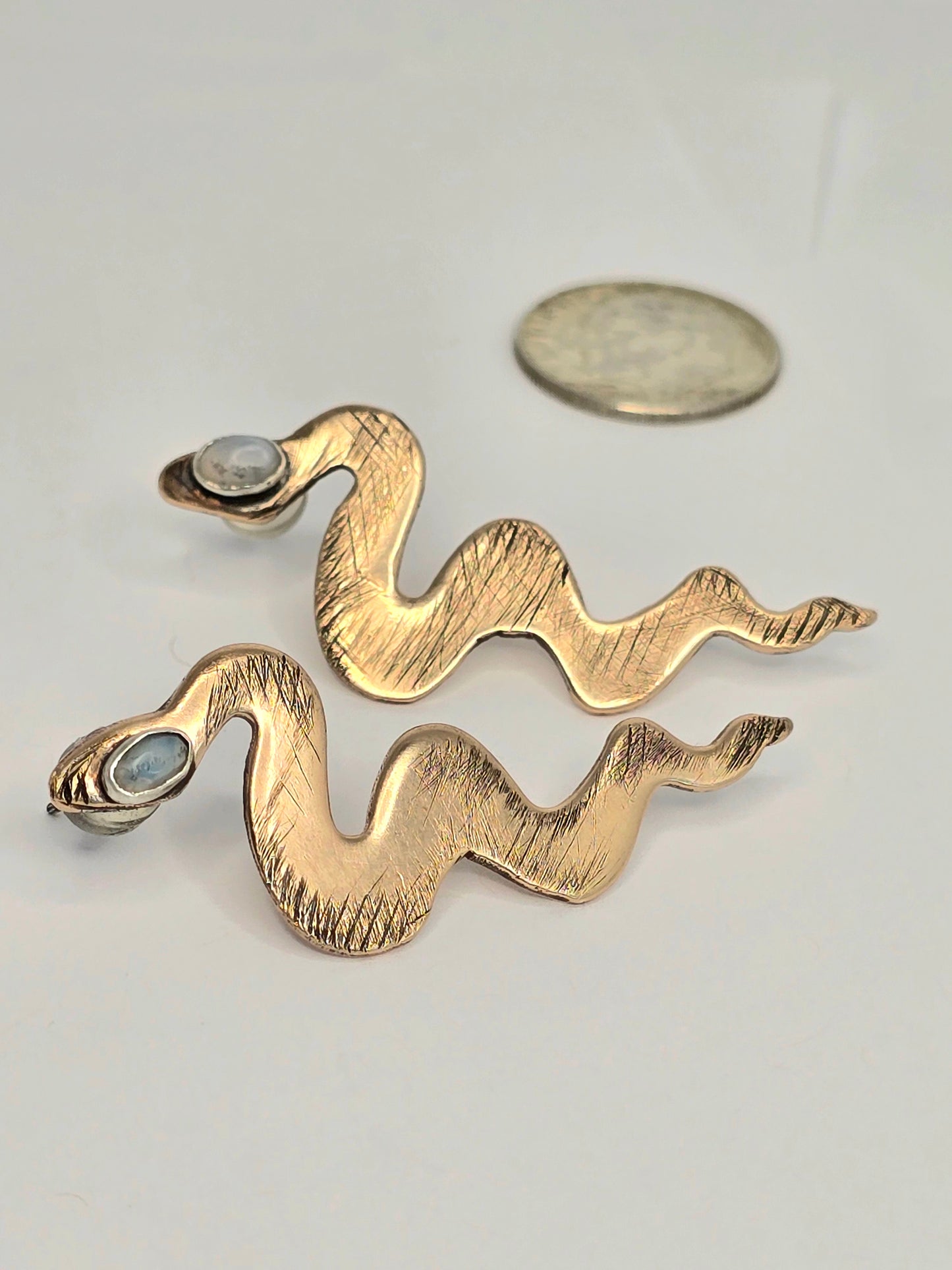 Bronze Snake 2 Opal Earrings