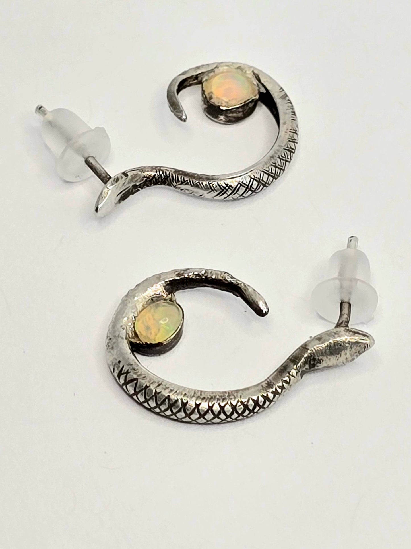 Opal Tiny Snake Earrings