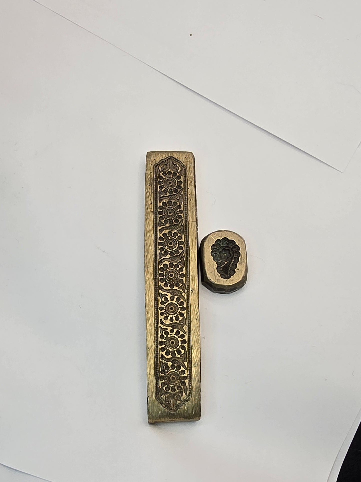 Antique Traditional Brass Dies from India - 2 For Use Hammer or PMC