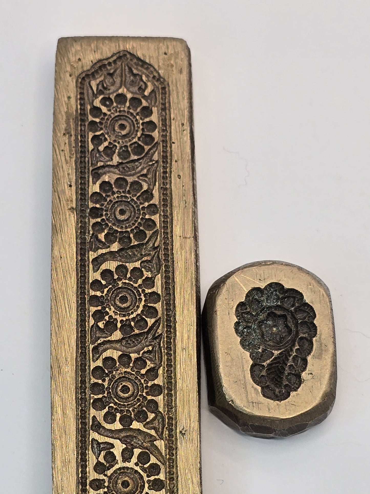 Antique Traditional Brass Dies from India - 2 For Use Hammer or PMC