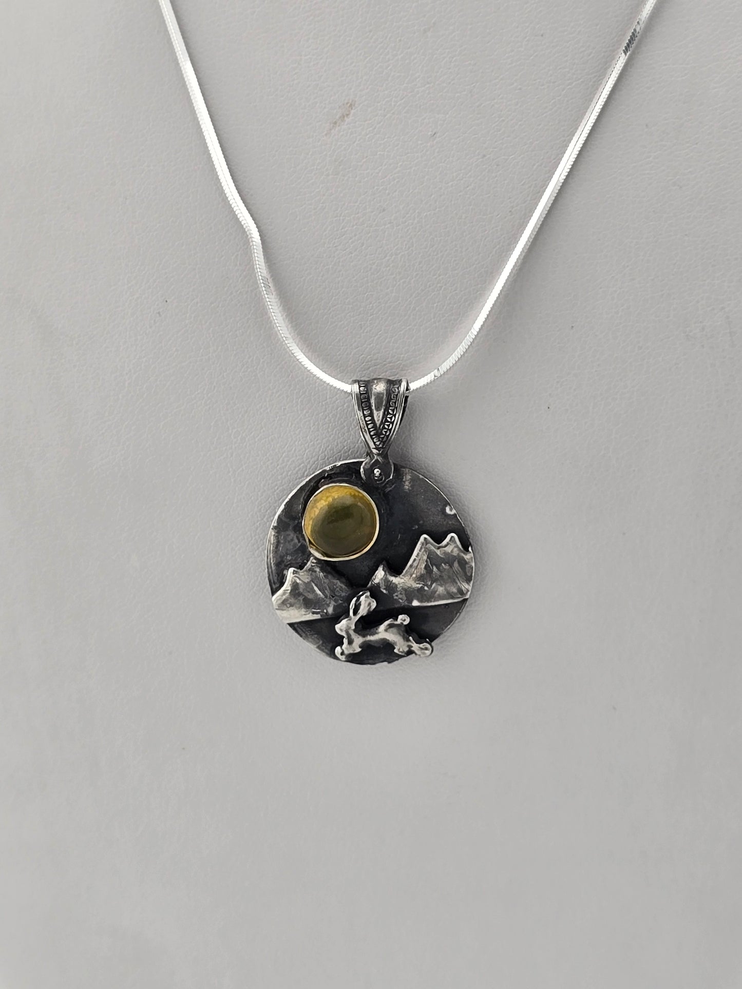 Mountain Hare and Amber Moon Pendant