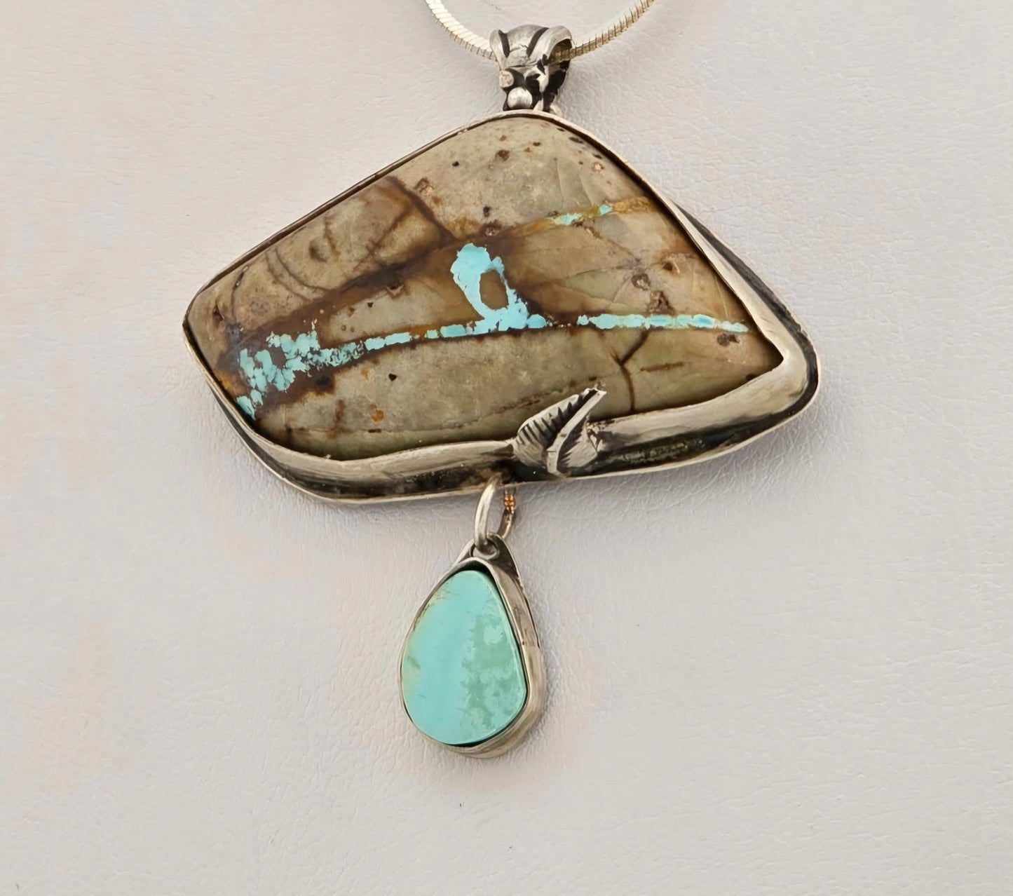 Small Mined Turquoise Clouds and Rain Pendant