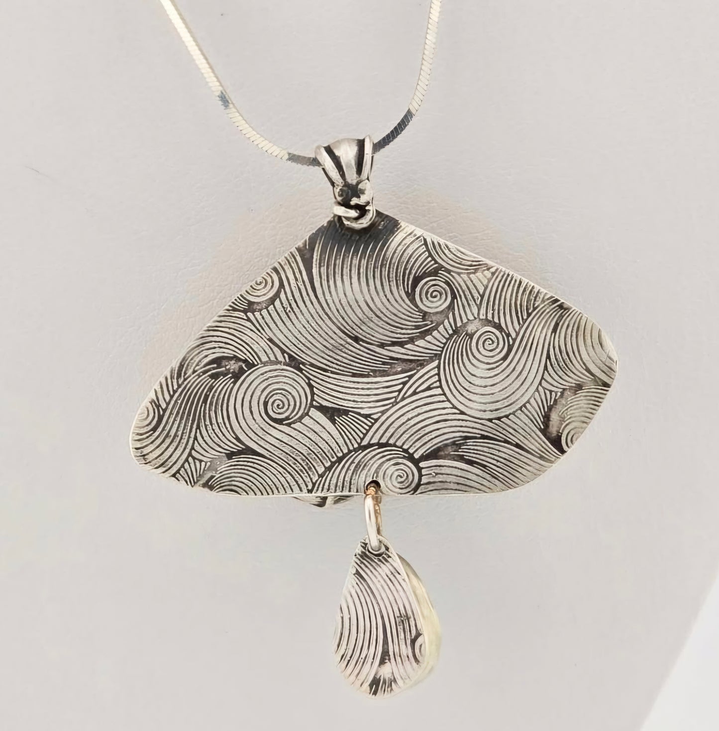 Small Mined Turquoise Clouds and Rain Pendant
