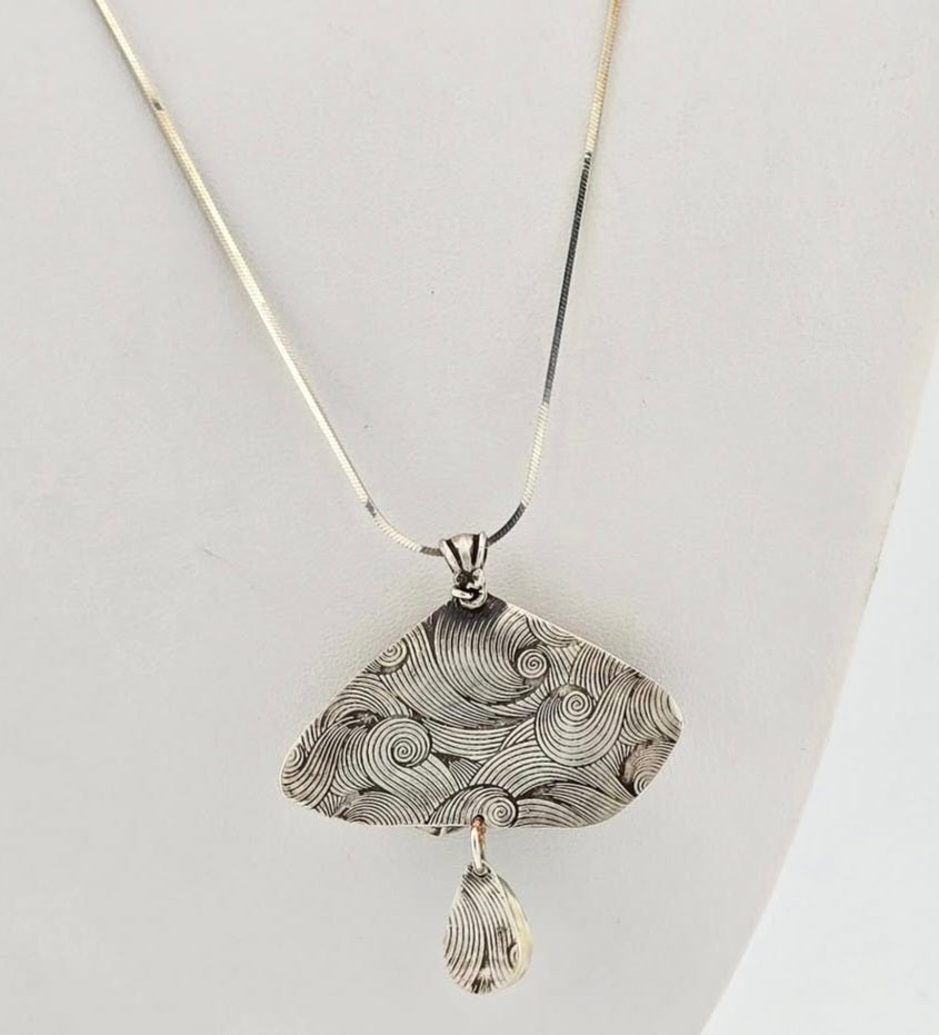 Small Mined Turquoise Clouds and Rain Pendant