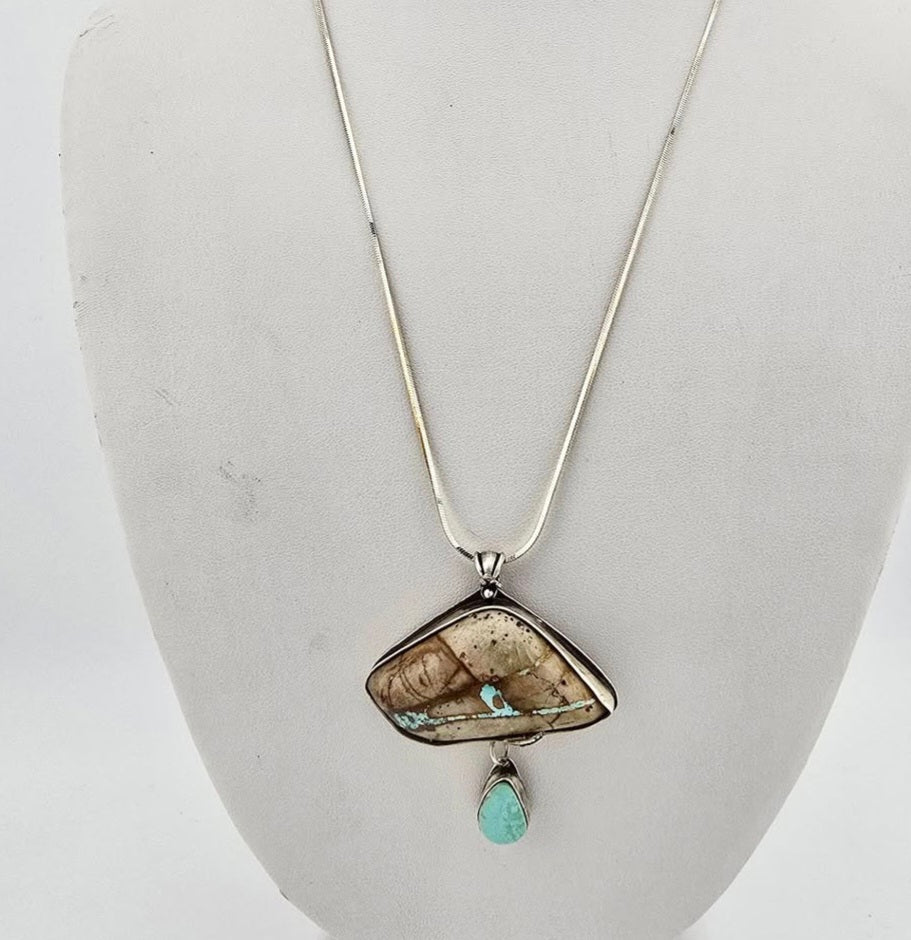 Small Mined Turquoise Clouds and Rain Pendant