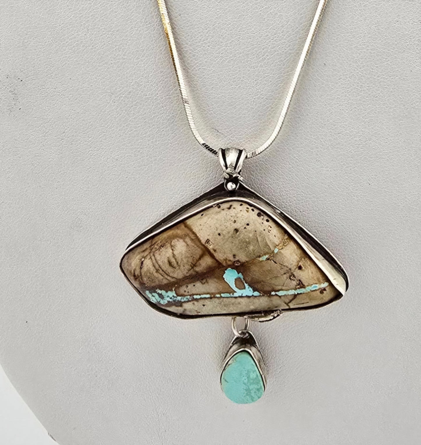 Small Mined Turquoise Clouds and Rain Pendant