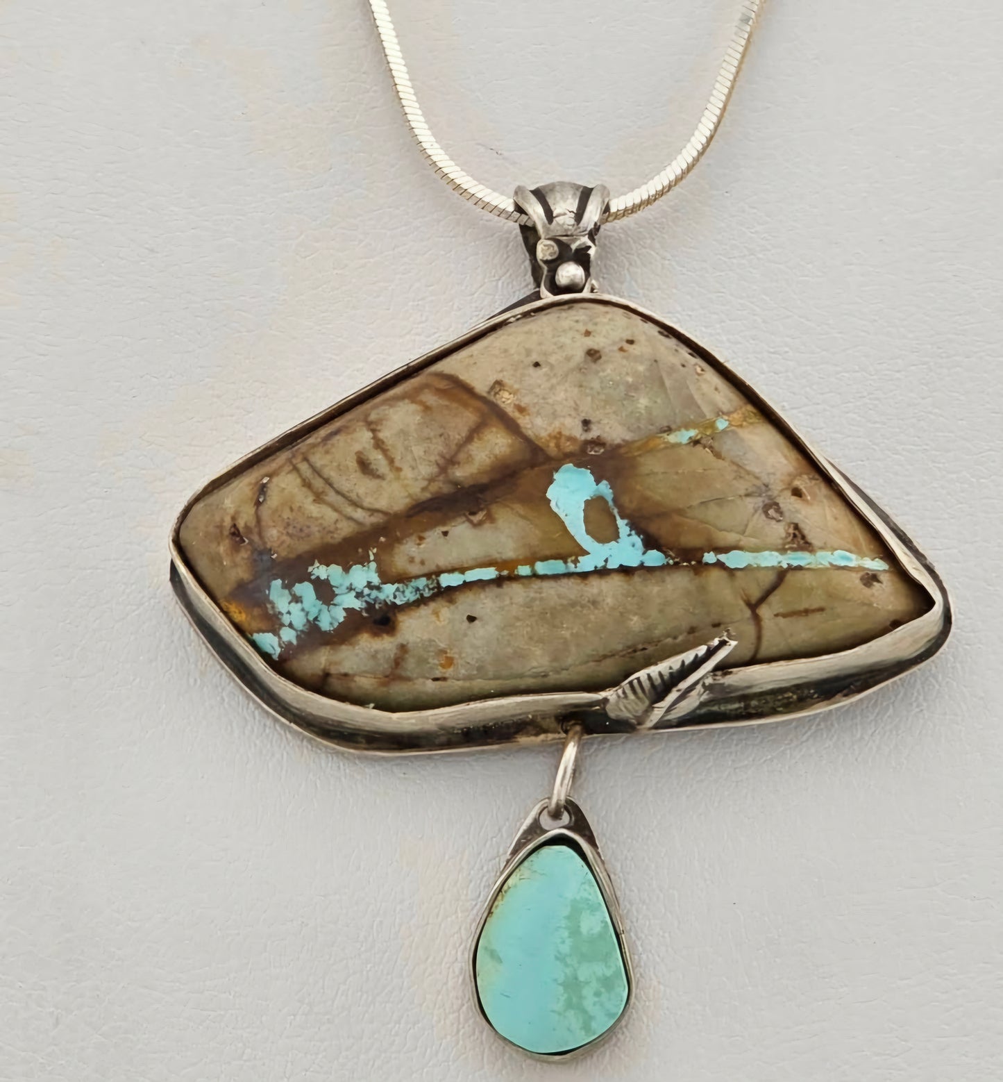 Small Mined Turquoise Clouds and Rain Pendant