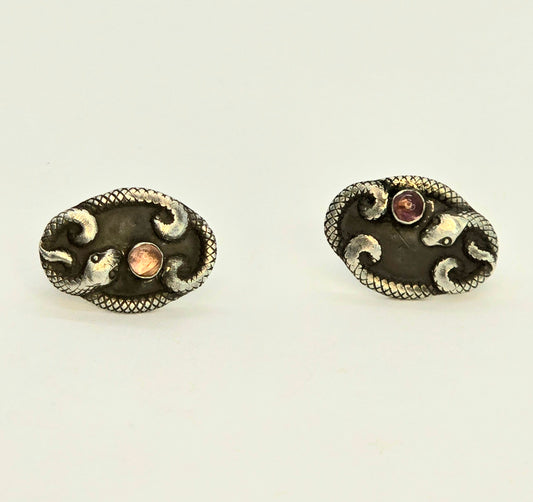 Pink Tourmaline Snake Button Earrings