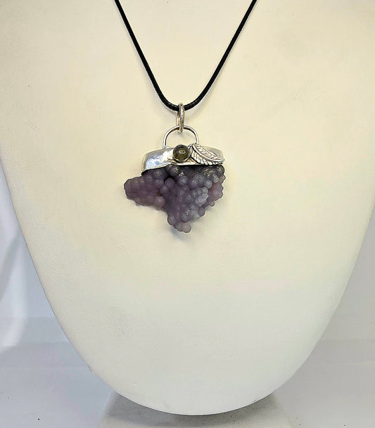 Grape Agate with Western Leaf Pendant