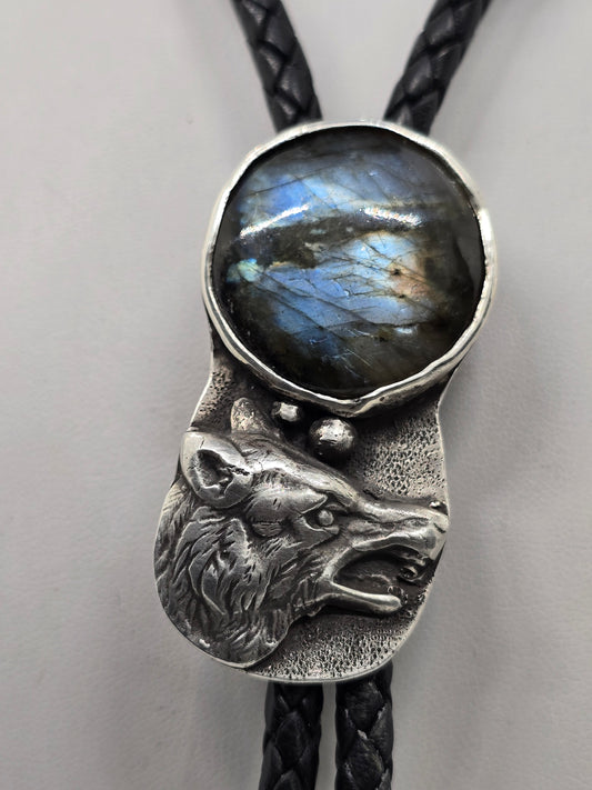 Werewolf Labradorite Moon Bolo Tie