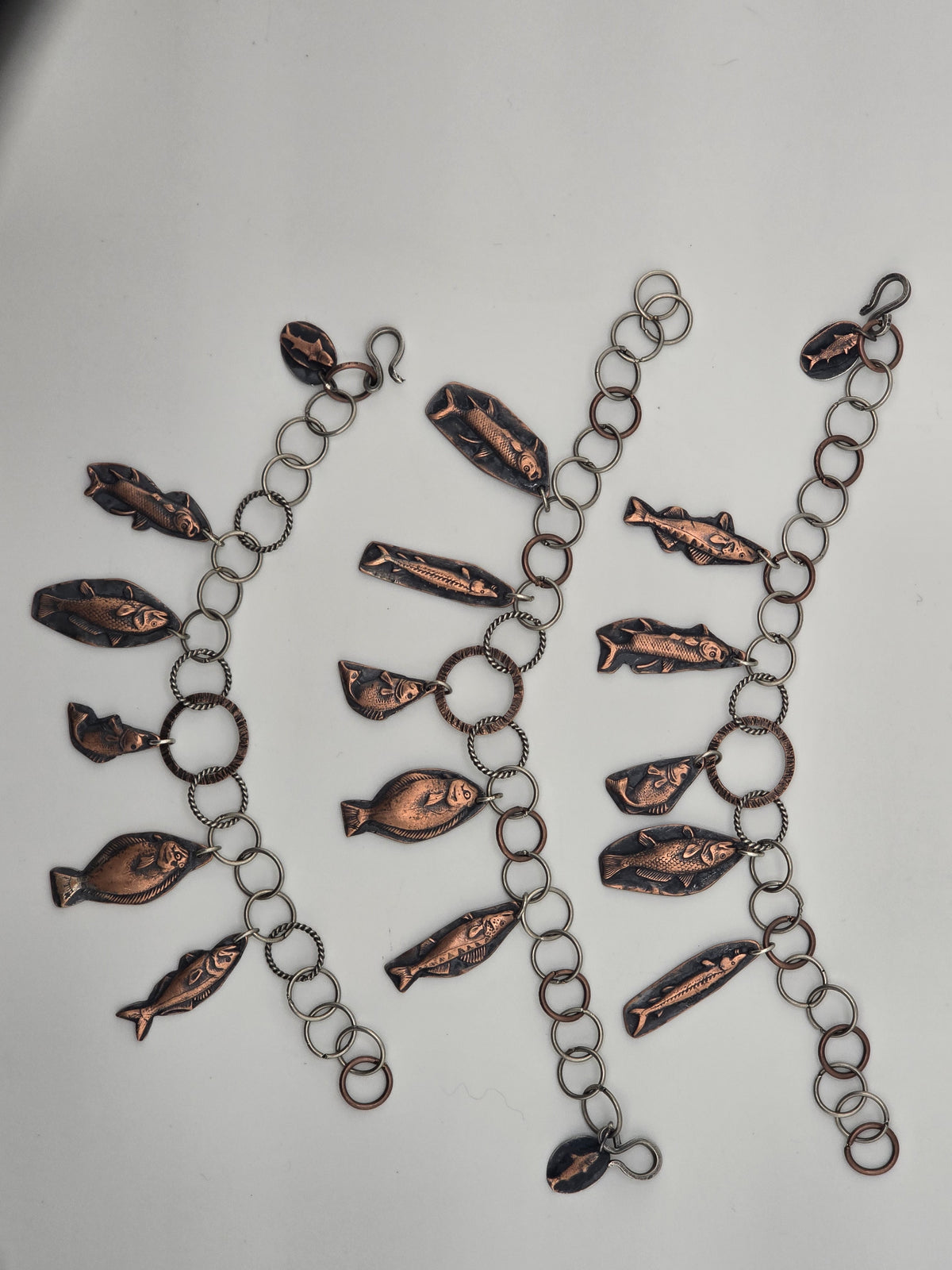 Fish On Copper and Silver Charm Bracelet