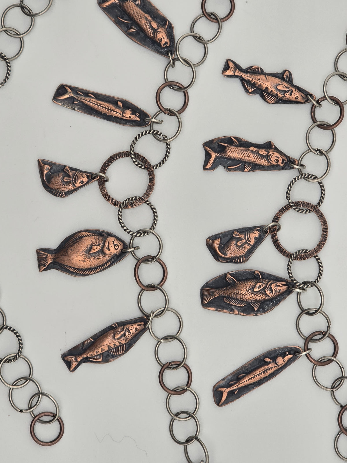 Fish On Copper and Silver Charm Bracelet