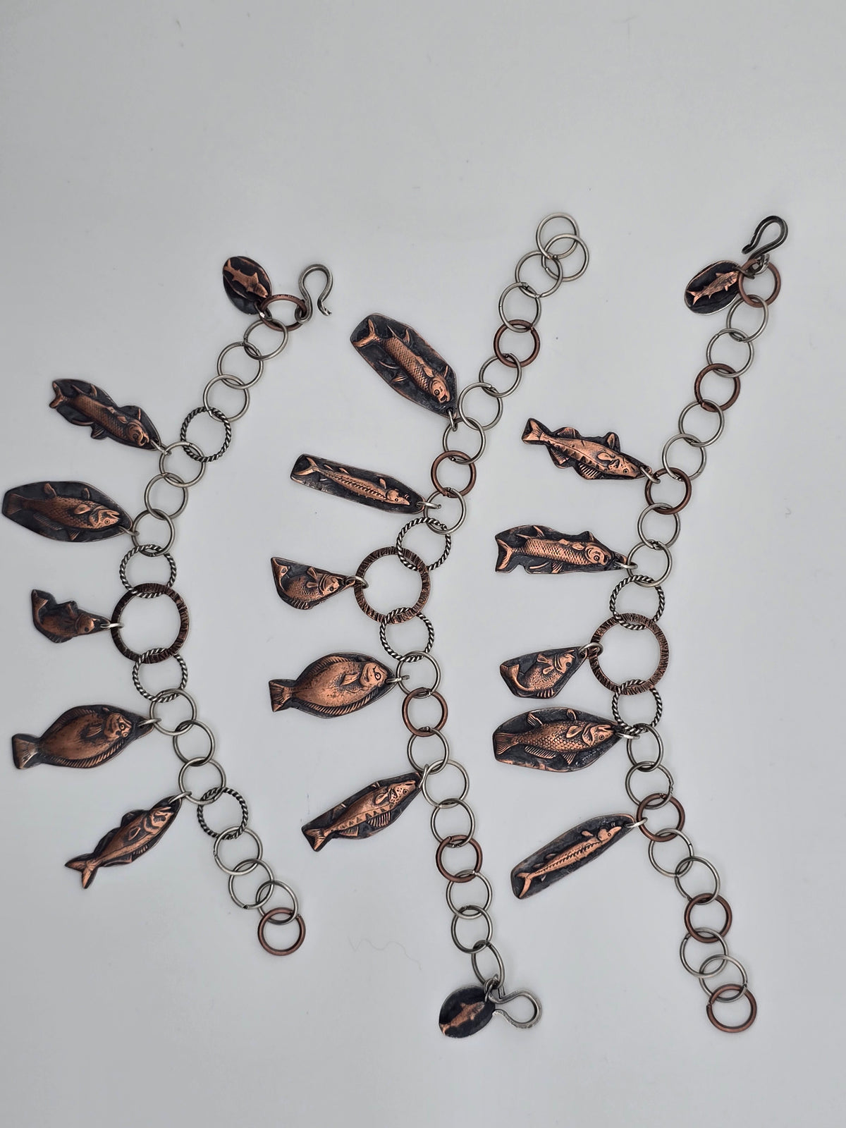Fish On Copper and Silver Charm Bracelet