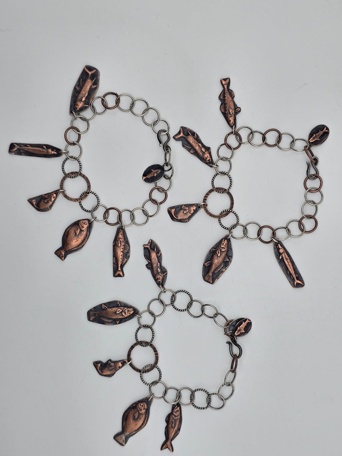 Fish On Copper and Silver Charm Bracelet (Copy) (Copy)