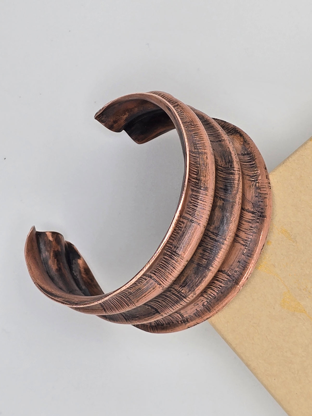 Line Textured Triple Copper Cuff Bracelet