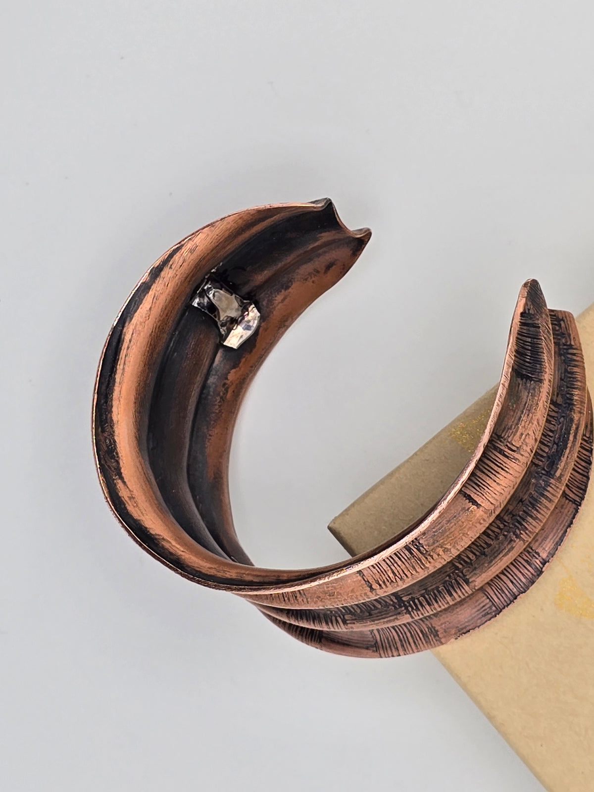 Line Textured Triple Copper Cuff Bracelet