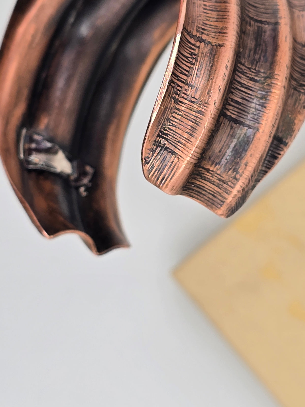 Line Textured Triple Copper Cuff Bracelet
