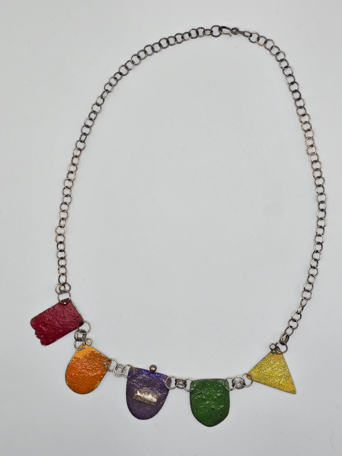 Papel Picado Silver and Enameled Necklace with 14k Gold Accents