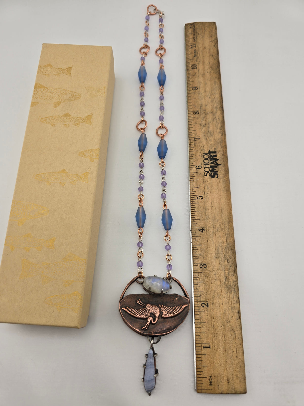 Great Blue Heron  Copper and Silver Neckace